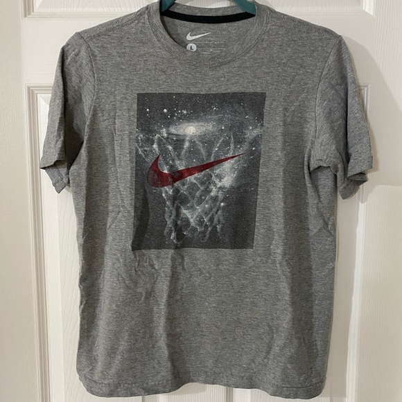 Nike swoosh basketball T-shirt youth L gray - Picture 1 of 4